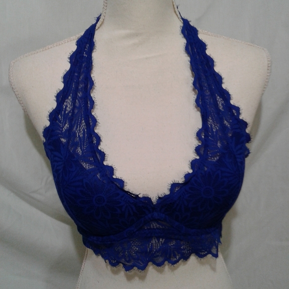 PINK Victoria's Secret Other - 🌺 NWOT VS PINK Royal Blue Halter Lace Bralette